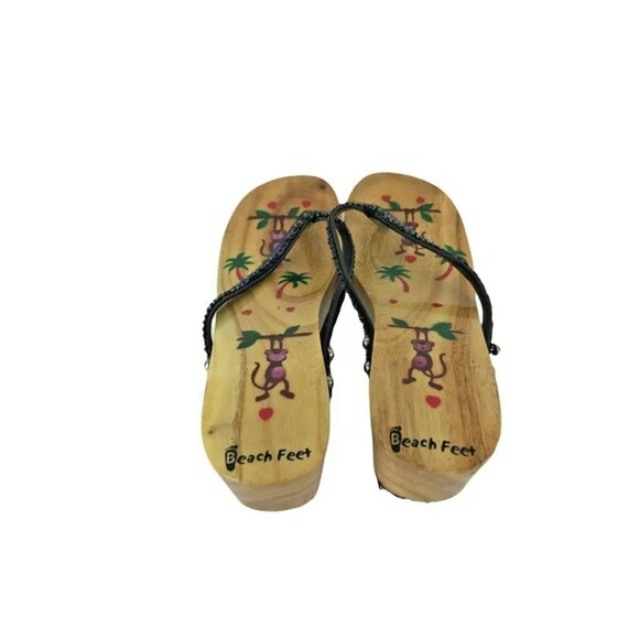 Beach Feet Womens Black Casual Cuban Heel Slip On Flip‎ Flop Sandal Size US 8 - Picture 8 of 11